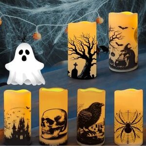 Halloween LED Flameless Candles Set - Black and Yellow